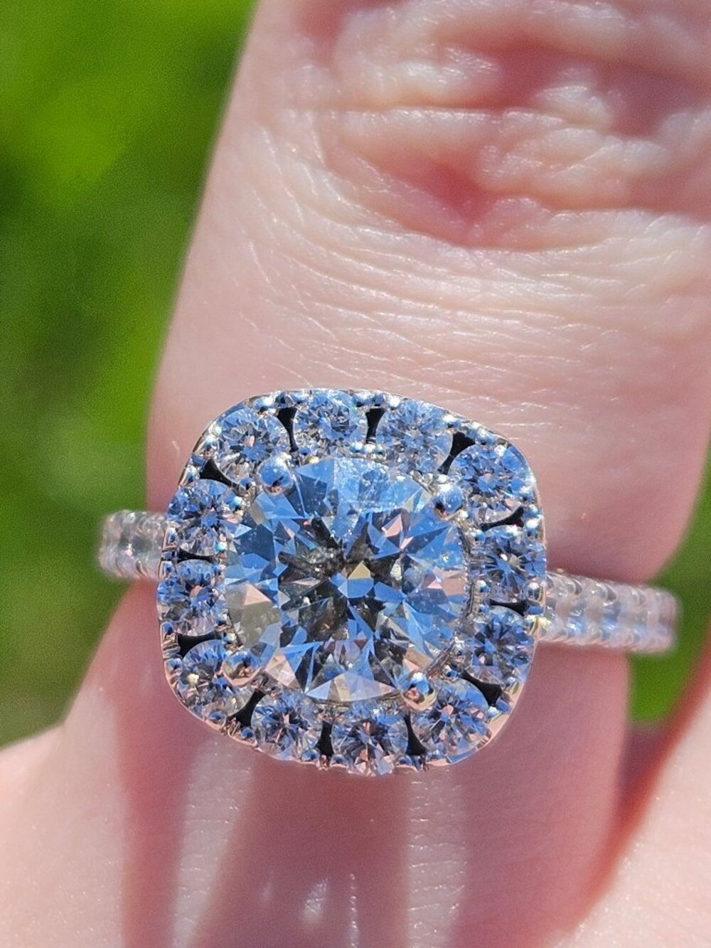 Neil Lane 14K White Gold 1.43Ct Diamond Halo Engagement Cathedral Ring Size 6.75